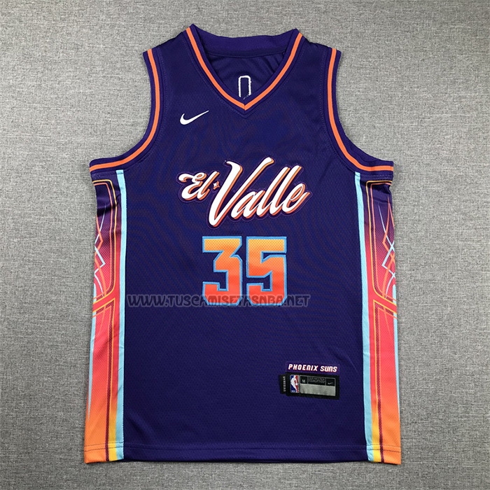 Camiseta Kevin Durant NO 35 Nino Phoenix Suns Ciudad 2023-24 Violeta